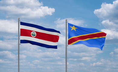Congo and Costa Rico flags, country relationship concept