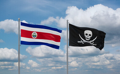 Pirate and Costa Rico flags, country relationship concept