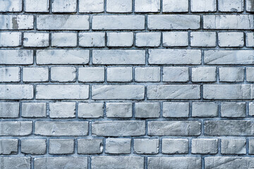 Vintage brick wall painted in silver color
