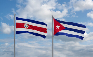 Cuba and Costa Rico flags, country relationship concept