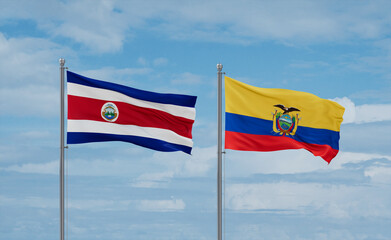 Ecuador and Costa Rico flags, country relationship concept