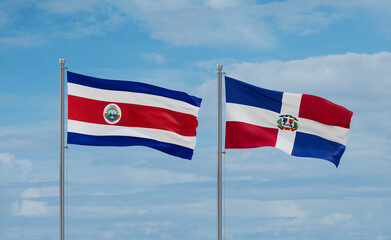 Belgium and Costa Rico flags, country relationship concept