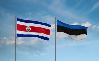 Estonia and Costa Rico flags, country relationship concept