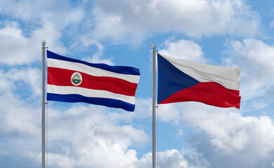 Czech Republic and Costa Rico flags, country relationship concept