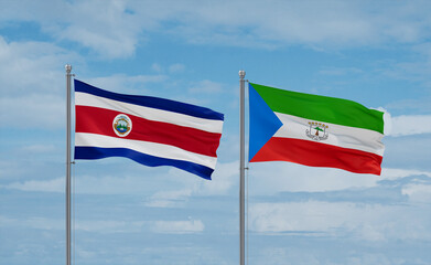 Equatorial Guinea and Costa Rico flags, country relationship concept
