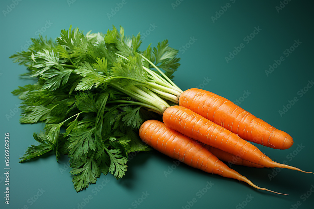 Aufkleber A delicate close-up of a single fresh carrot, its tip slightly exposed, capturing its essence with minimalism.  