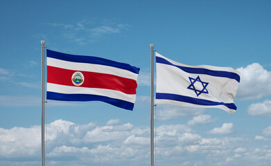 Israel and Costa Rico flags, country relationship concept