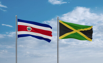 Jamaica and Costa Rico flags, country relationship concept