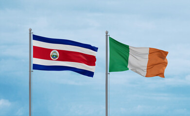 Ireland and Costa Rico flags, country relationship concept