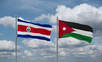 Jordan and Costa Rico flags, country relationship concept