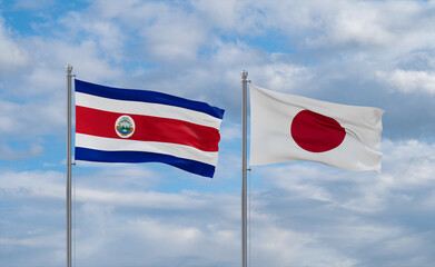 Japan and Costa Rico flags, country relationship concept