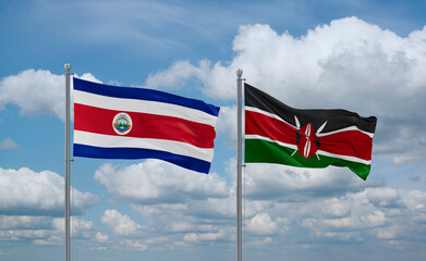 Kenya and Costa Rico flags, country relationship concept