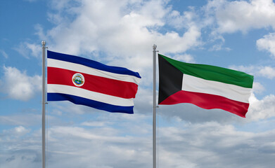 Kuwait and Costa Rico flags, country relationship concept