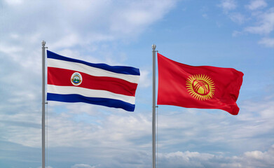 Kyrgyzstan and Costa Rico flags, country relationship concept