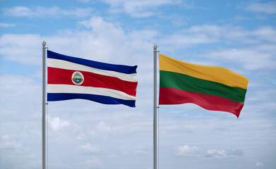 Lithuania and Costa Rico flags, country relationship concept