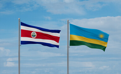 Rwanda and Costa Rico flags, country relationship concept
