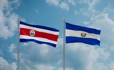 Salvador and Costa Rico flags, country relationship concept