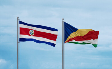Seychelles and Costa Rico flags, country relationship concept