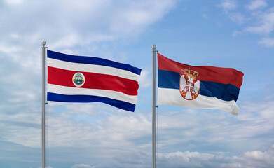 Serbia and Costa Rico flags, country relationship concept