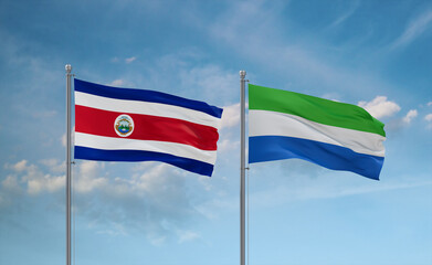 Sierra Leone and Costa Rico flags, country relationship concept