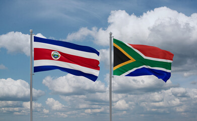 South Africa and Costa Rico flags, country relationship concept