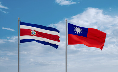 Taiwan and Costa Rico flags, country relationship concept