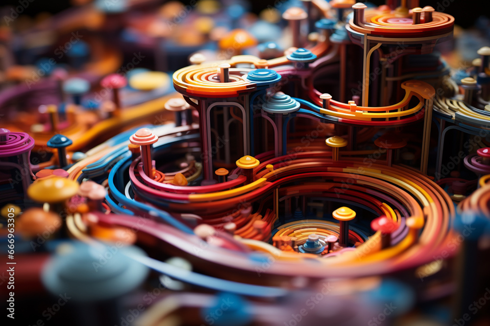 Leinwandbilder an image featuring a 3d printer crafting a functional mechanical part, with the vibrant colors of fi