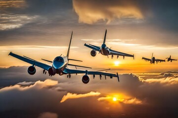 Fototapeta na wymiar aeroplane in the sunset