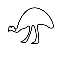 Emu Bird Hand drawn organic line doodle