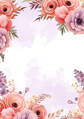 Peach white and purple violet modern trendy vector design frame. Background fall boho template