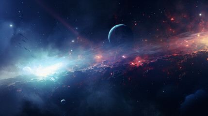 Obraz na płótnie Canvas Panorama of a galaxy planets