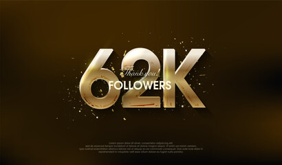 Modern design to thank 62k followers, with a very luxurious gold color.