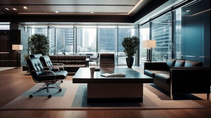 An executive office with a sleek and stylish appearance