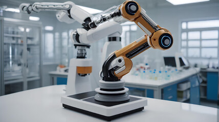 医学の研究と製薬。研究室のロボット アーム｜Medical research and pharmaceuticals. Laboratory robotic arm. Generative AI