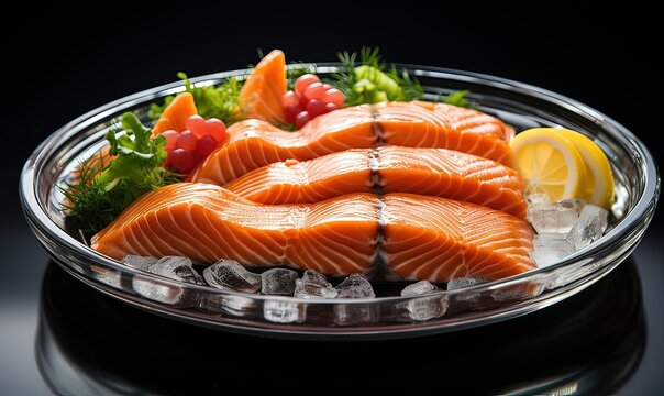 Ai magnifica presentazione di un trancio di salmone norvegese 