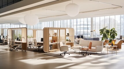 A flexible office environment with adaptable workspaces