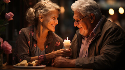 Happy elderly couple.