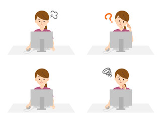 パソコン業務をしている看護師セット