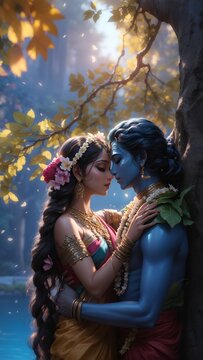 couple in the night Radha and Krishna