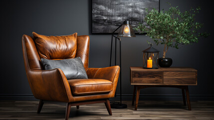 Leather armchair .