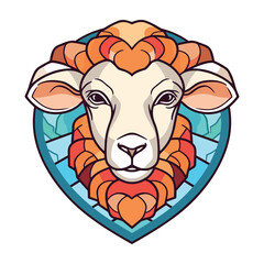Sheep Colorful Watercolor Stained Glass Cartoon Kawaii Clipart Animal Pet Illustration
