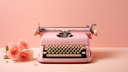 Pink vintage typewriter