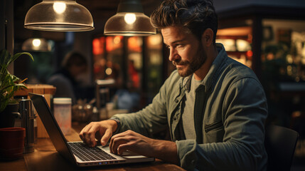 Man using laptop. Iot. Internet Of Things.