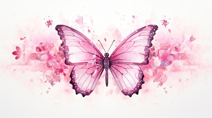 Pink watercolor butterfly design
