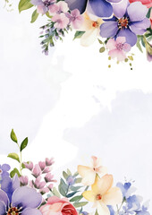 Colorful colourful invitation background bouquet watercolor painting with flora and flower