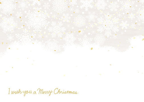 雪の結晶とファーのようなシックでリッチな雰囲気のクリスマス背景イラスト