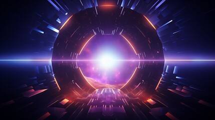 Fototapeta premium Surreal hyper space portal with abstract shapes