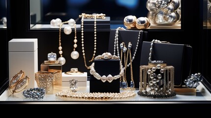 Stand with a selection of high-end jewelry - obrazy, fototapety, plakaty