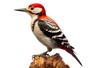 Woodpecker full body white background