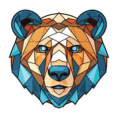 Bear Colorful Watercolor Stained Glass Cartoon Kawaii Clipart Animal Pet Illustration